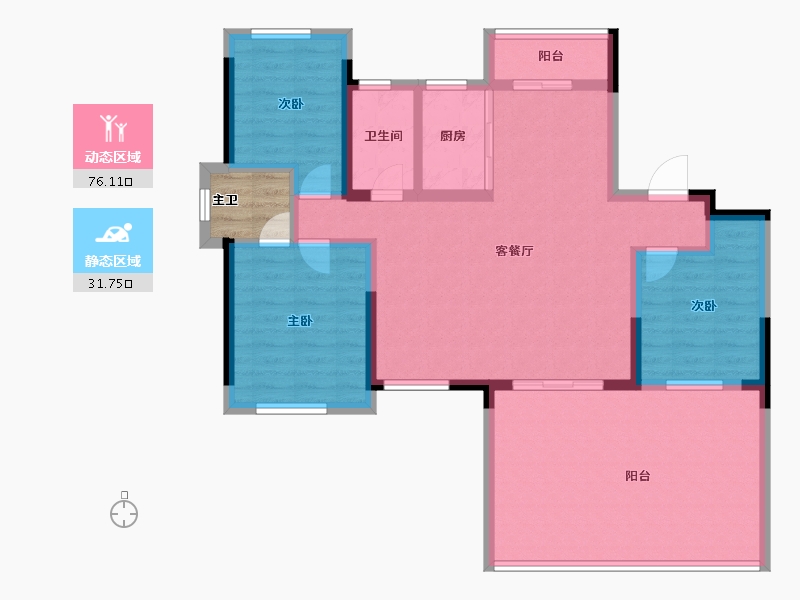 湖北省-黄石市-城投·育才府2期-99.61-户型库-动静分区