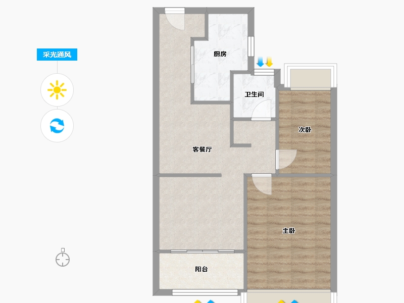 江苏省-常州市-ICC白云新城-57.60-户型库-采光通风