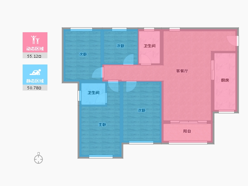 重庆-重庆市-新鸥鹏兰亭书香营销中心-94.40-户型库-动静分区