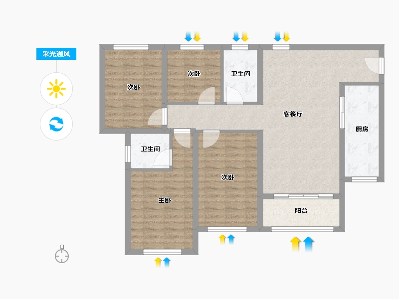 重庆-重庆市-新鸥鹏兰亭书香营销中心-94.40-户型库-采光通风