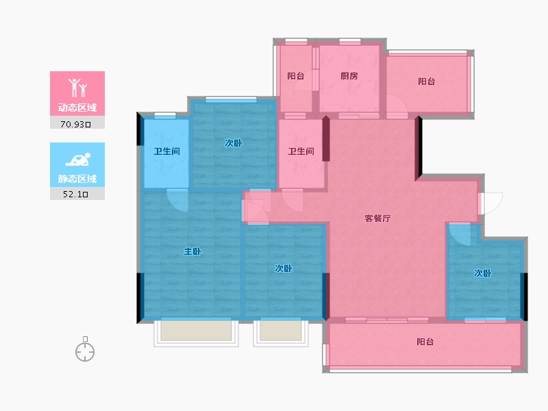 贵州省-铜仁市-麒龙印象江口-119.00-户型库-动静分区