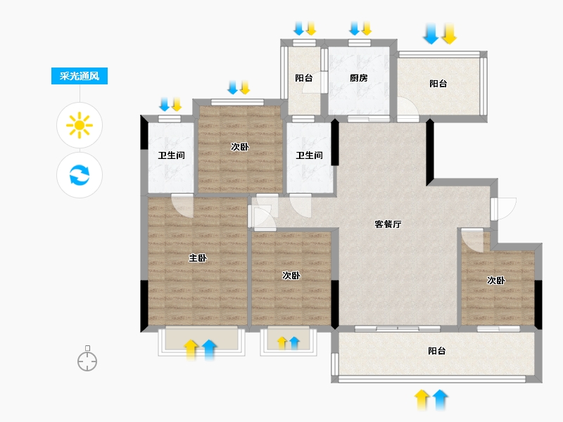 贵州省-铜仁市-麒龙印象江口-119.00-户型库-采光通风