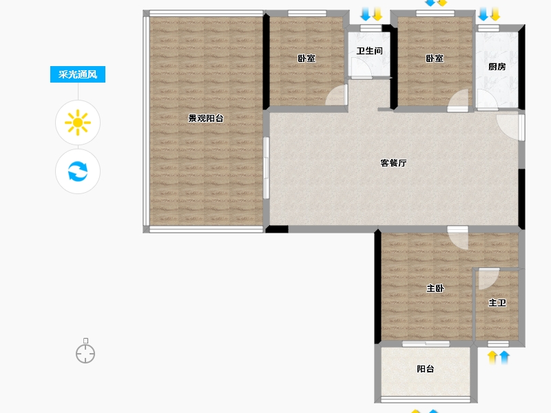 湖北省-黄石市-城投·育才府2期-130.40-户型库-采光通风