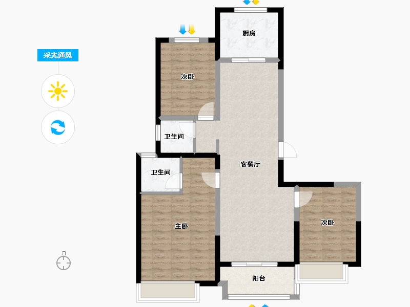 河南省-郑州市-融创瀚海兰园-115.40-户型库-采光通风