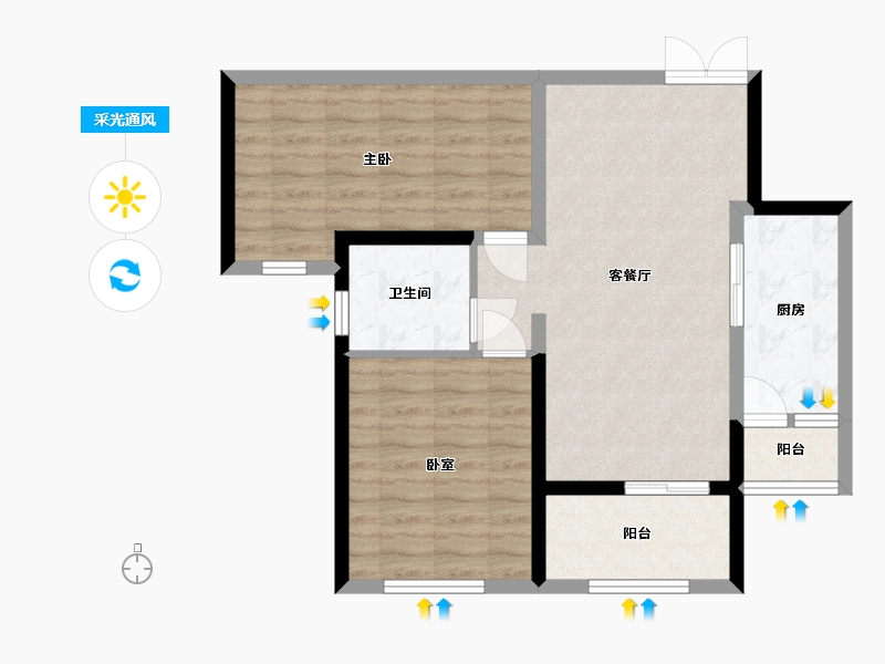 贵州省-贵阳市-首钢贵州之光9号地-74.00-户型库-采光通风