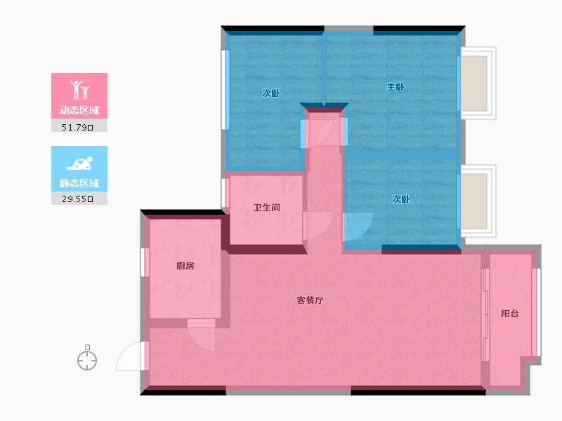 天津-天津市-碧桂园中心天宸-84.37-户型库-动静分区