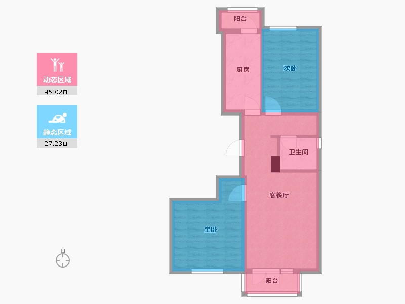 北京-北京市-双河北里尚城-61.70-户型库-动静分区