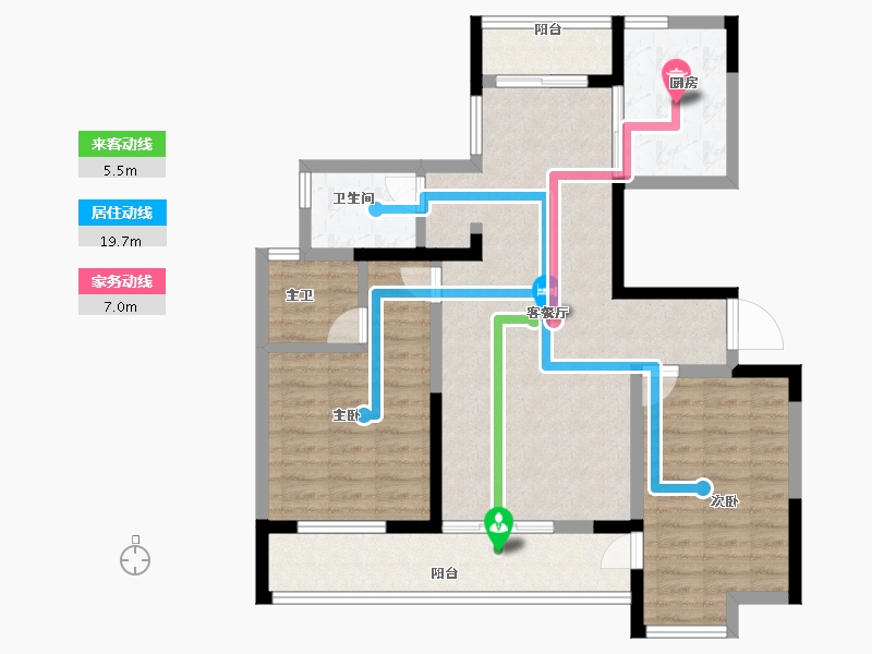 陕西省-汉中市-東都名居-90.40-户型库-动静线