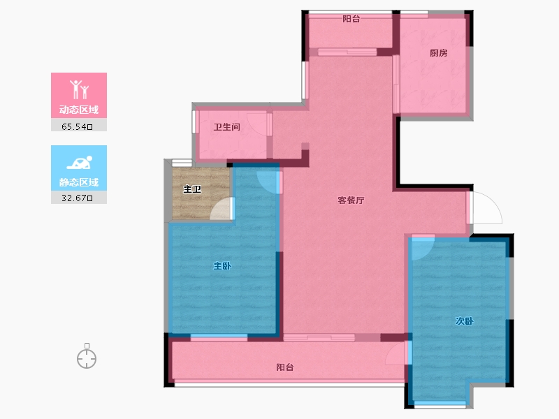 陕西省-汉中市-東都名居-90.40-户型库-动静分区