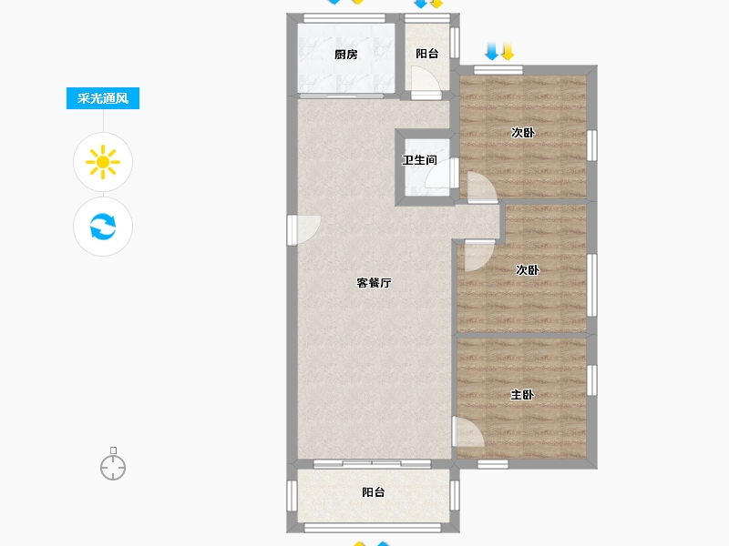 广东省-广州市-平安阁-85.00-户型库-采光通风