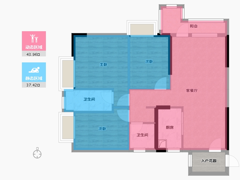 广东省-清远市-金茂公馆-81.60-户型库-动静分区