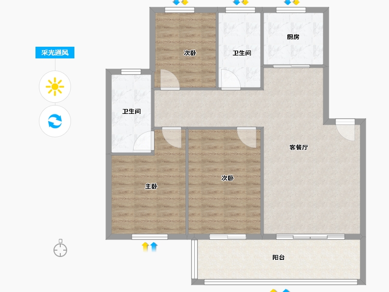 浙江省-绍兴市-蔺家山小区-100.00-户型库-采光通风