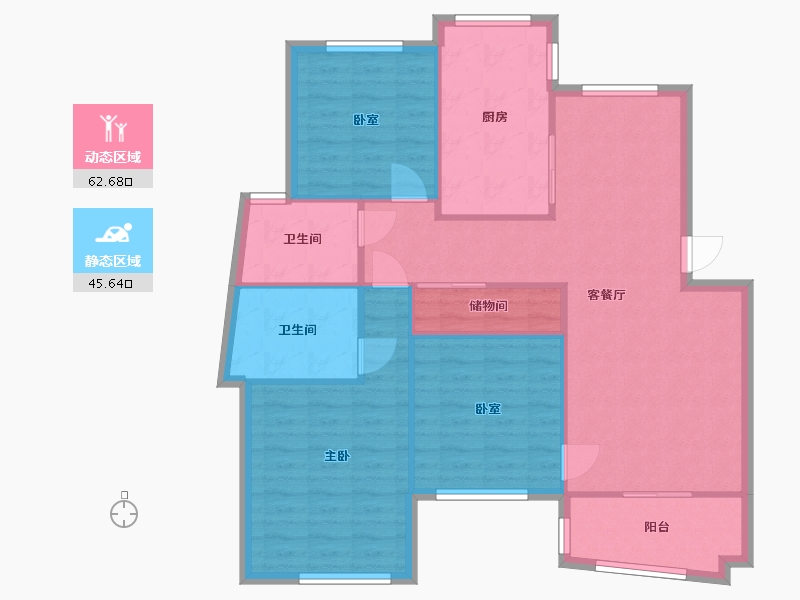 上海-上海市-通济路-91.20-户型库-动静分区