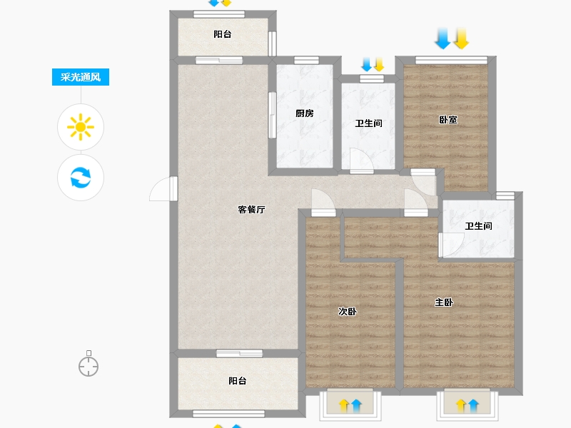 河南省-许昌市-新龙华庭-108.51-户型库-采光通风