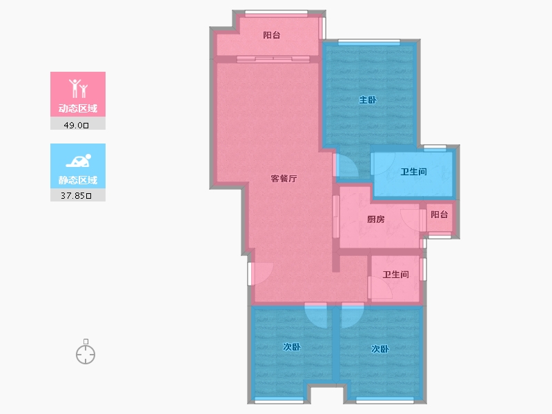 四川省-南充市-锐德龙湾半岛-74.44-户型库-动静分区