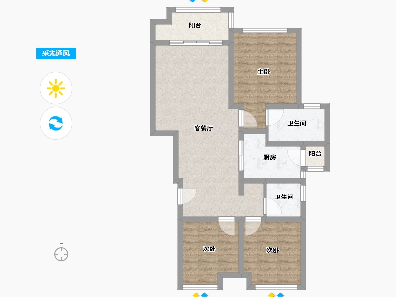 四川省-南充市-锐德龙湾半岛-74.44-户型库-采光通风