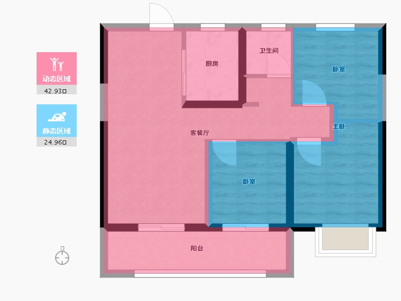 河南省-郑州市-坤达江山筑-62.71-户型库-动静分区