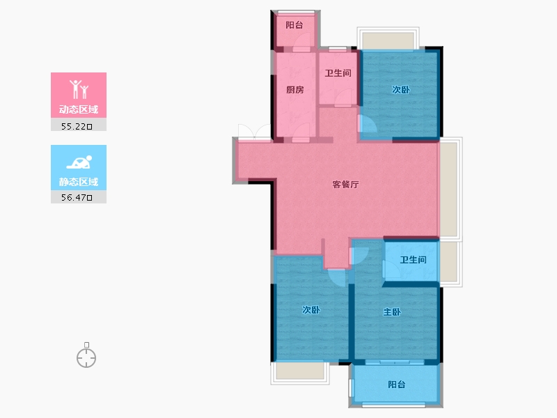 江苏省-淮安市-钱隆御景-100.00-户型库-动静分区