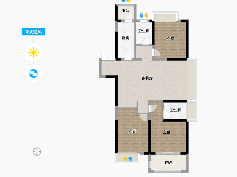 江苏省-淮安市-钱隆御景-100.00-户型库-采光通风