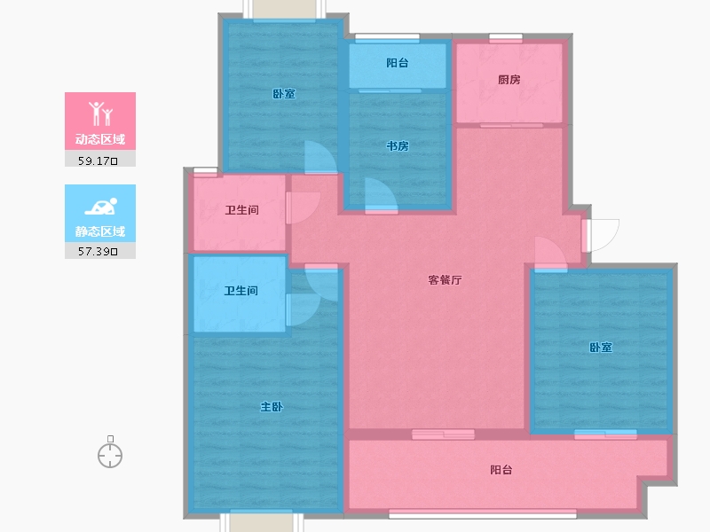 江西省-上饶市-荣盛云溪府-102.40-户型库-动静分区