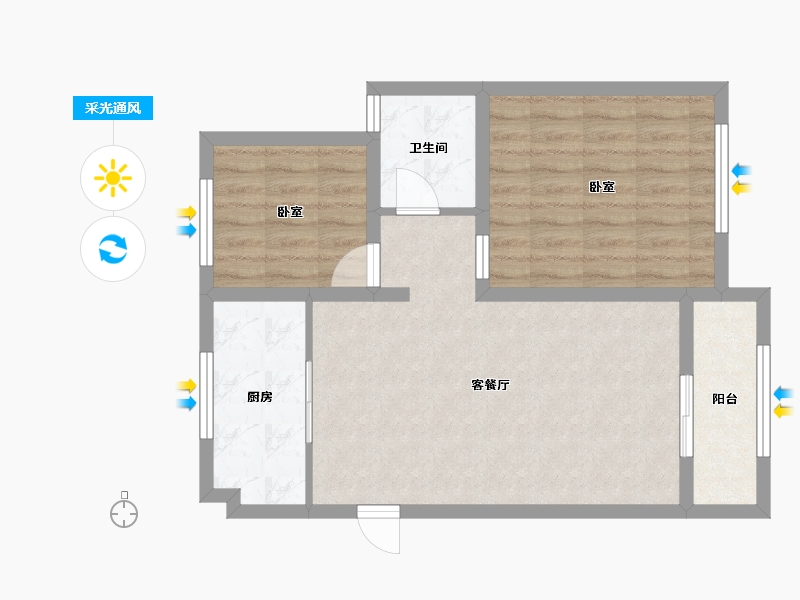 山东省-青岛市-沟岔社区-64.00-户型库-采光通风