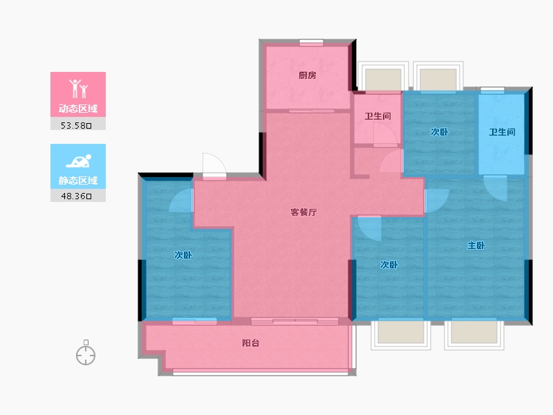 广东省-东莞市-华侨城纯水岸-100.80-户型库-动静分区