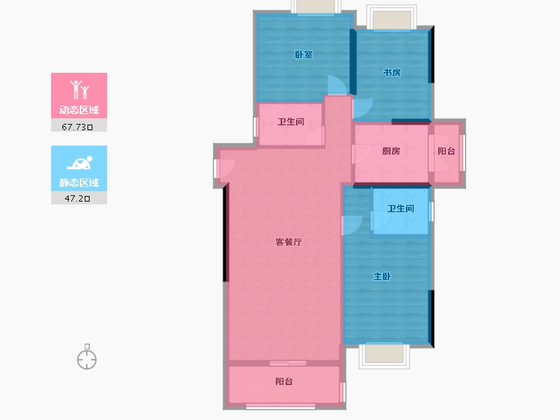 湖北省-黄石市-新西南国际花园-104.17-户型库-动静分区