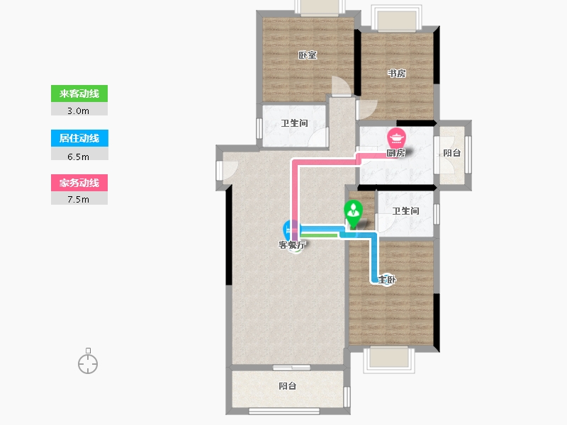 湖北省-黄石市-新西南国际花园-104.17-户型库-动静线