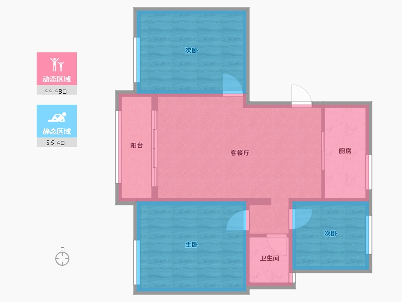 山东省-青岛市-沟岔社区-72.00-户型库-动静分区