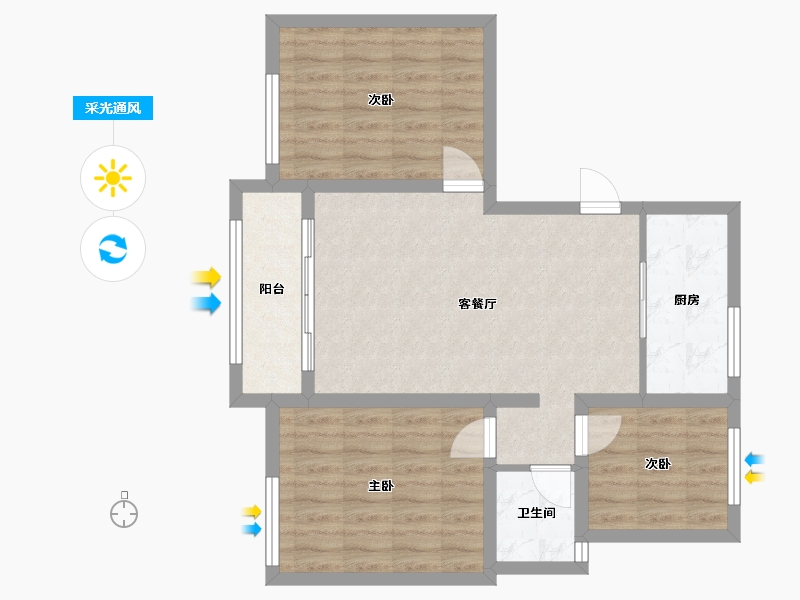 山东省-青岛市-沟岔社区-72.00-户型库-采光通风