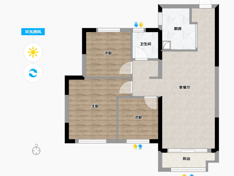 黑龙江省-哈尔滨市-黄浦公馆-1期-80.80-户型库-采光通风