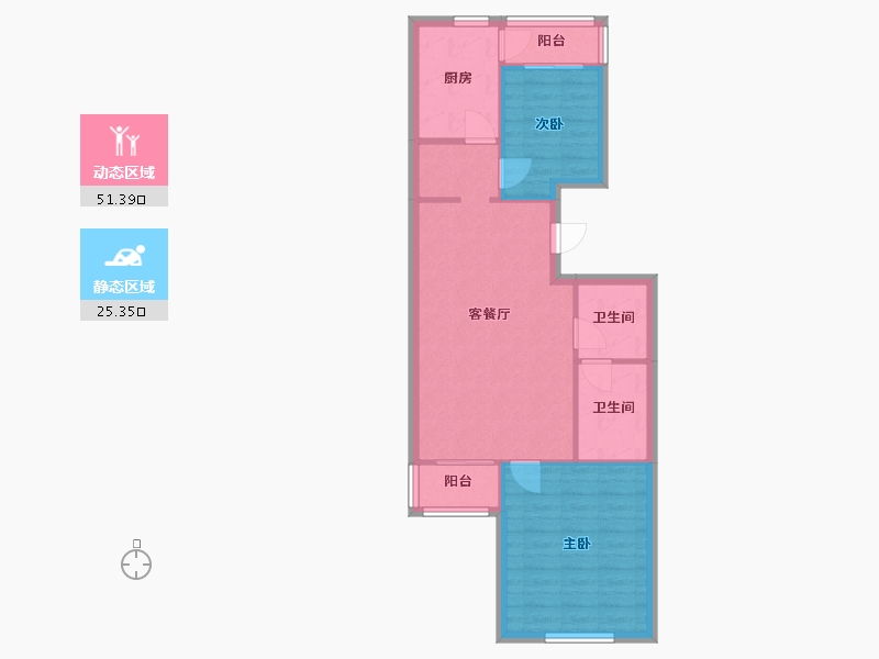 北京-北京市-海澜中苑-61.36-户型库-动静分区