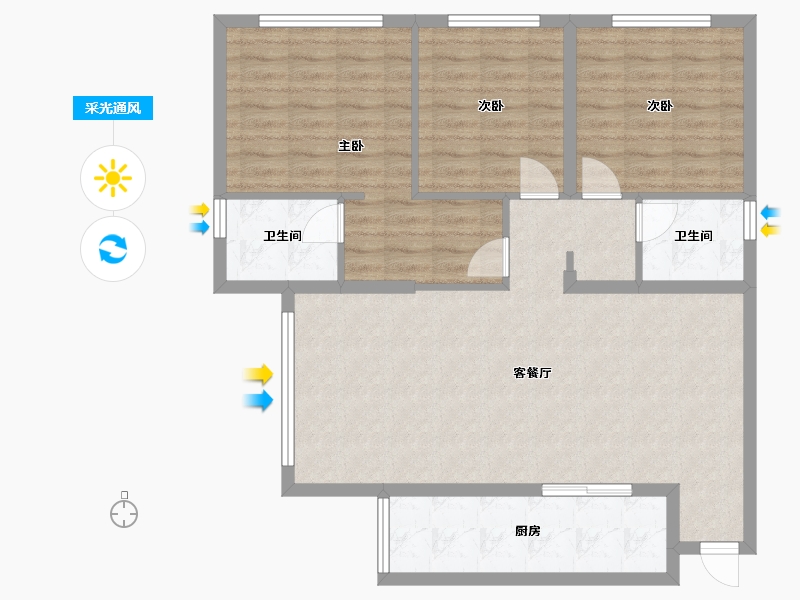 贵州省-六盘水市-文锦苑-131.00-户型库-采光通风