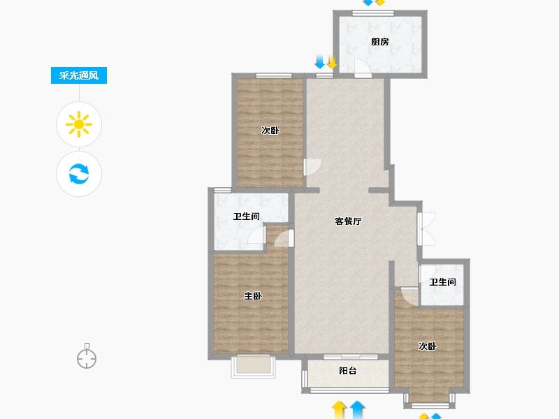 河北省-邯郸市-华信山水文苑-136.80-户型库-采光通风