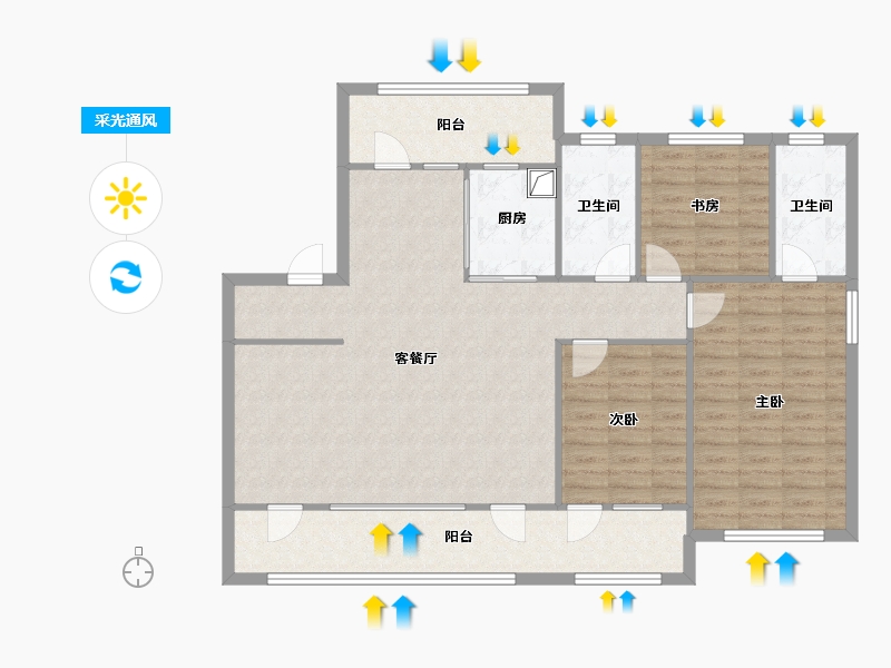 山东省-青岛市-融创影都壹号-110.40-户型库-采光通风