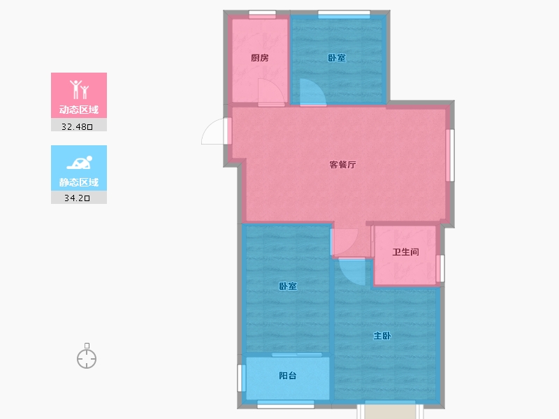 浙江省-杭州市-铭和苑新荷坊-67.34-户型库-动静分区