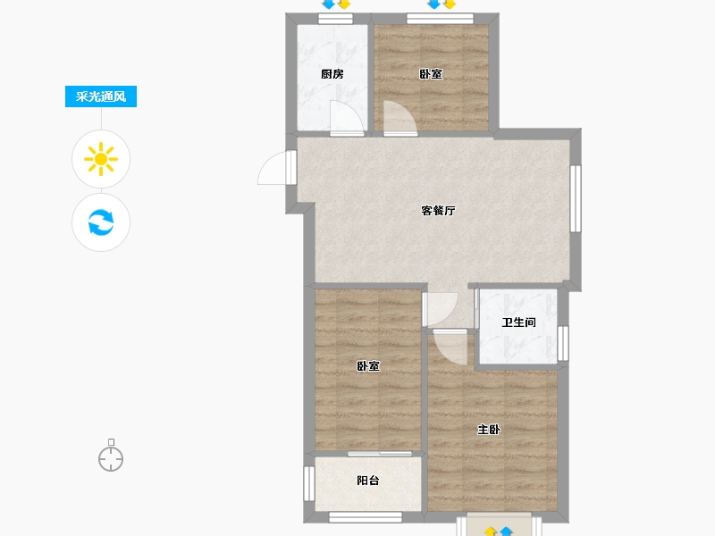 浙江省-杭州市-铭和苑新荷坊-67.34-户型库-采光通风