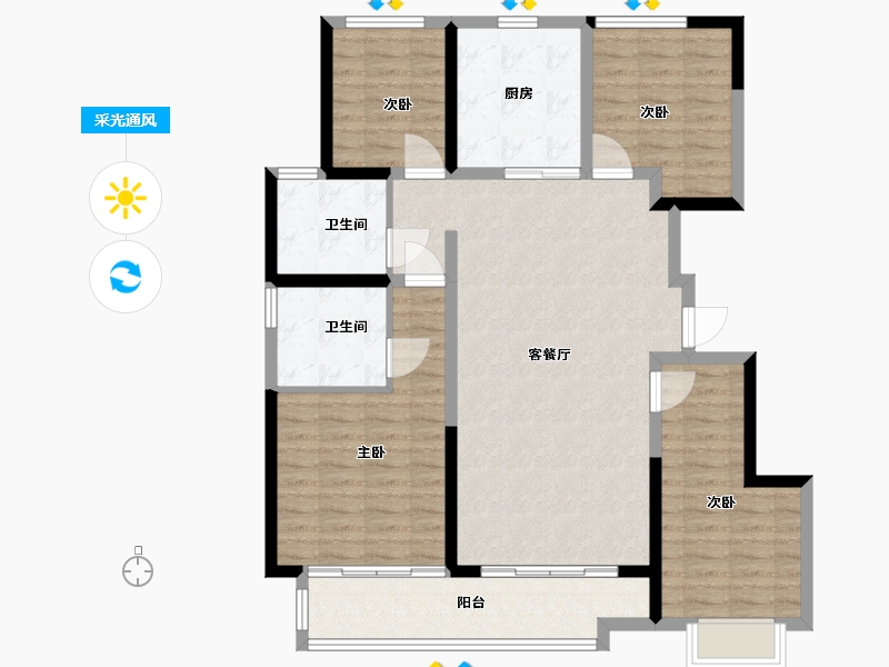 河北省-邯郸市-保利和光尘樾-112.00-户型库-采光通风