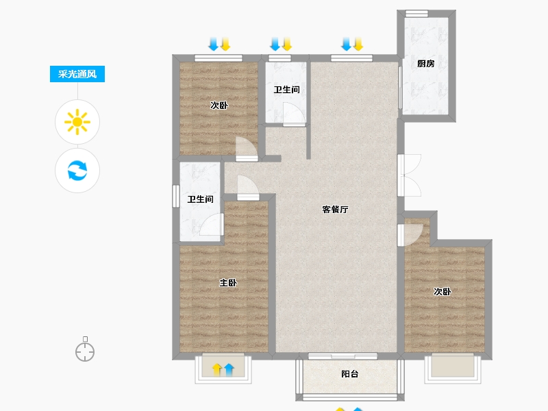 河北省-邯郸市-风雅文苑-110.40-户型库-采光通风