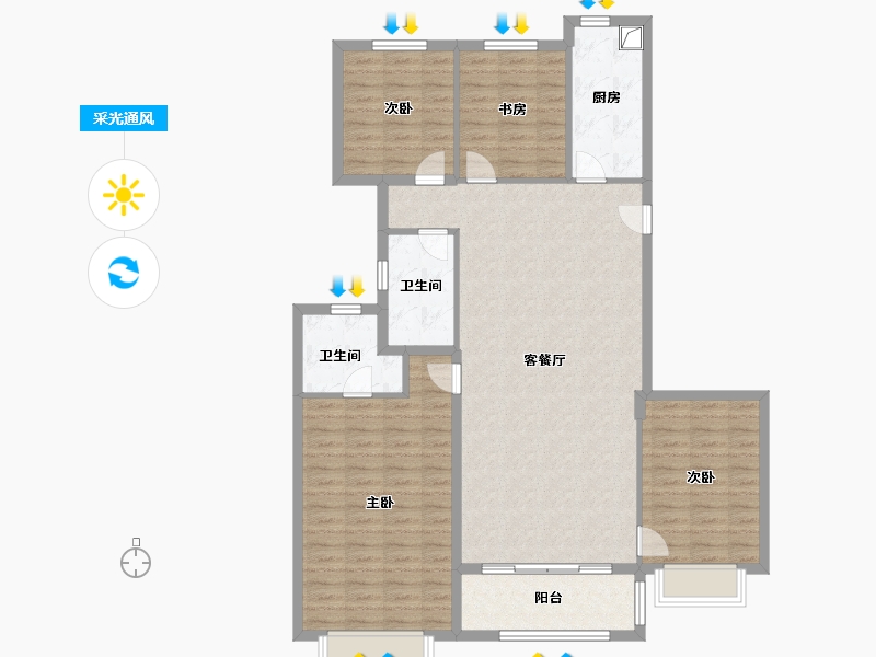 江苏省-无锡市-恒大云湖上郡-124.48-户型库-采光通风