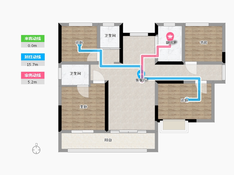 河南省-焦作市-沁阳市一号公馆B区-105.60-户型库-动静线