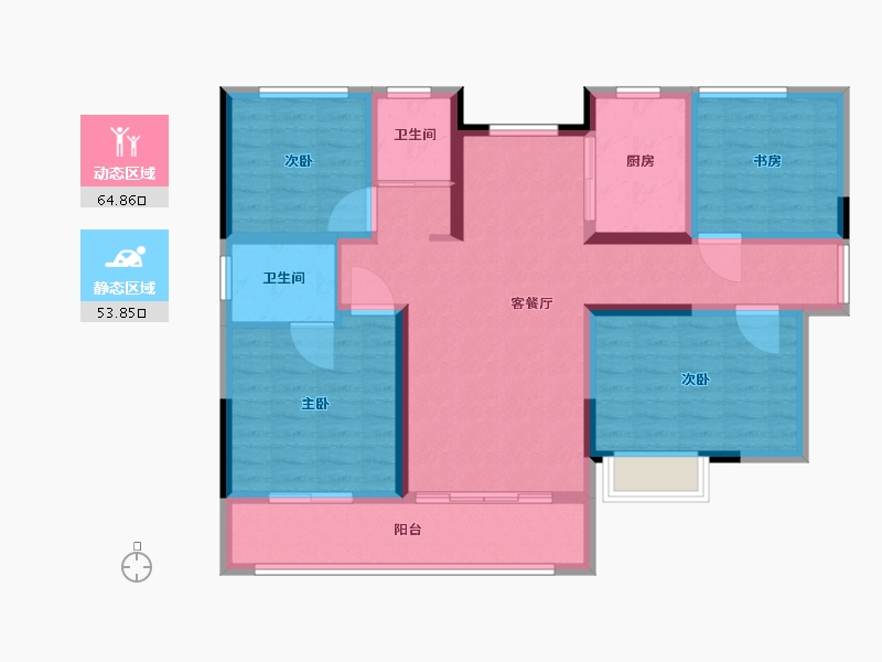 河南省-焦作市-沁阳市一号公馆B区-105.60-户型库-动静分区