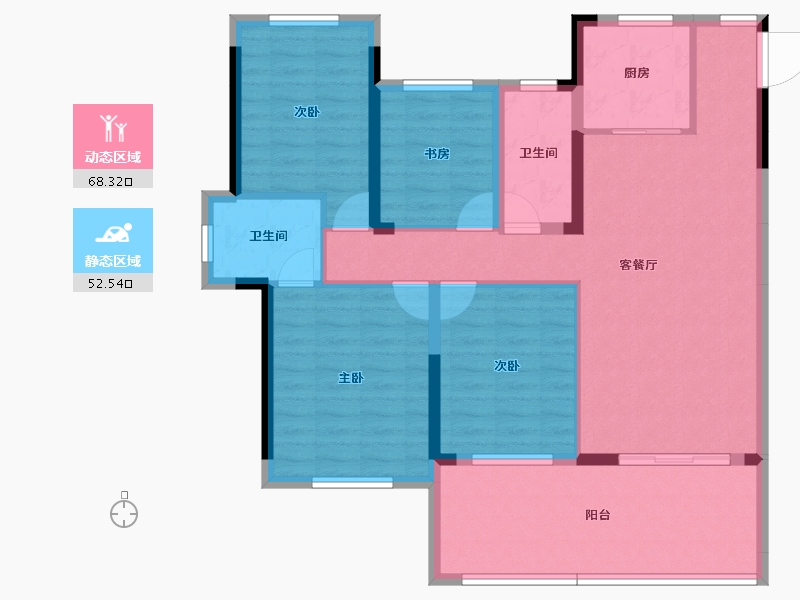 湖北省-黄石市-城投·育才府2期-108.68-户型库-动静分区