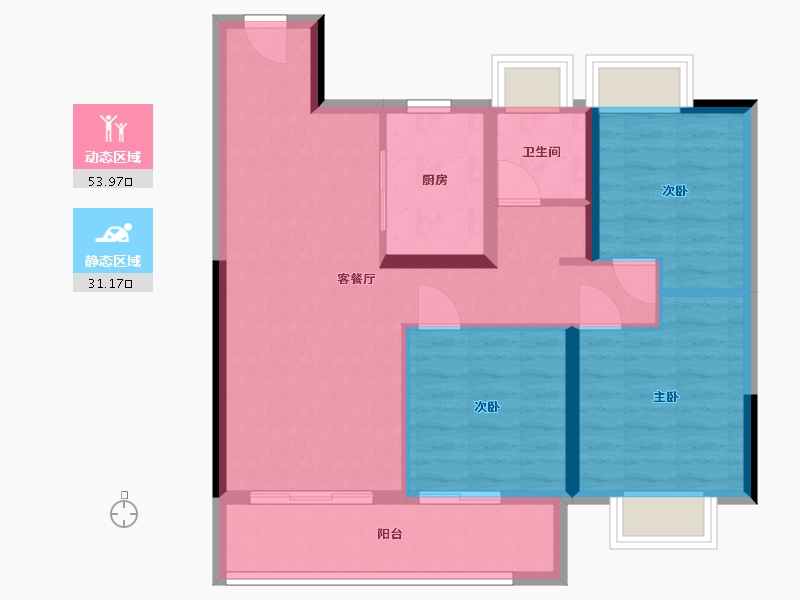 江苏省-南通市-星辰园-76.00-户型库-动静分区