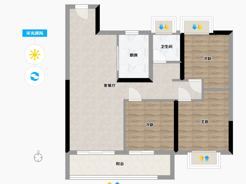 江苏省-南通市-星辰园-76.00-户型库-采光通风