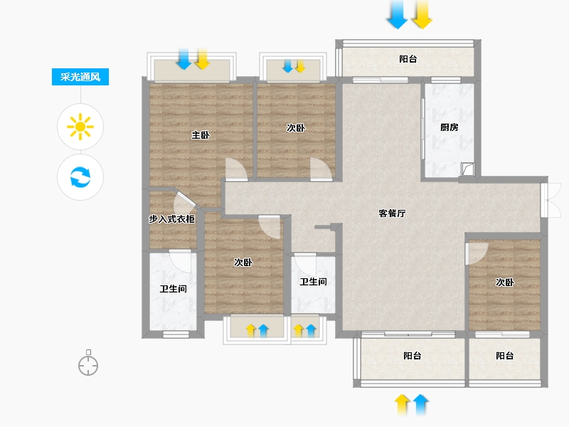 福建省-福州市-榕城江上图-120.00-户型库-采光通风