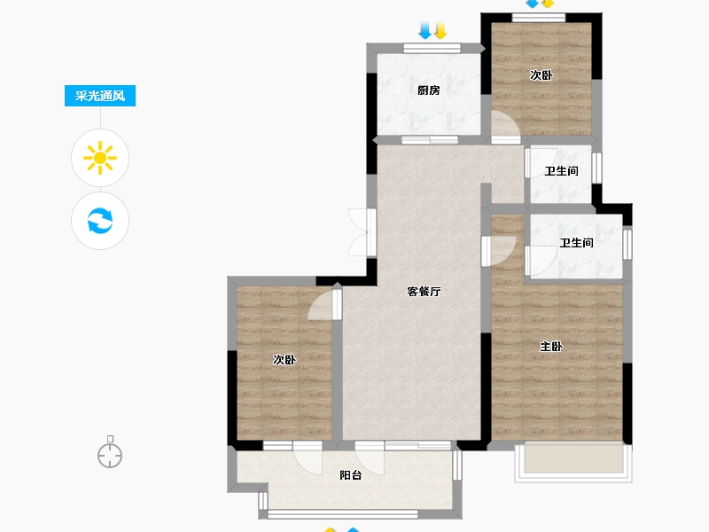 山东省-日照市-吾悦华府-96.00-户型库-采光通风