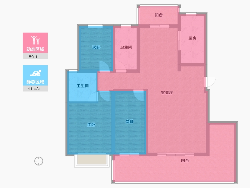 新疆维吾尔自治区-伊犁哈萨克自治州-丹心苑小区-108.00-户型库-动静分区