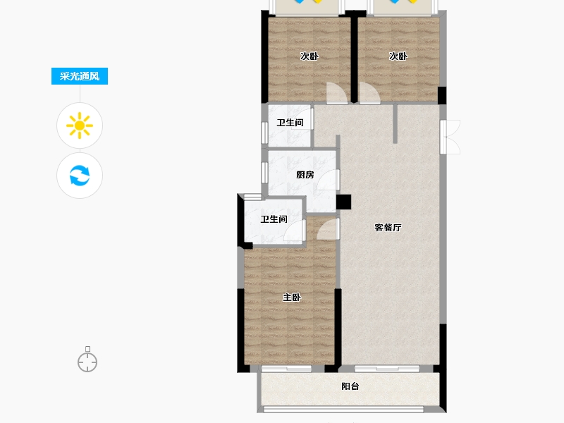 湖北省-黄石市-大冶恒泰花园小区-104.58-户型库-采光通风