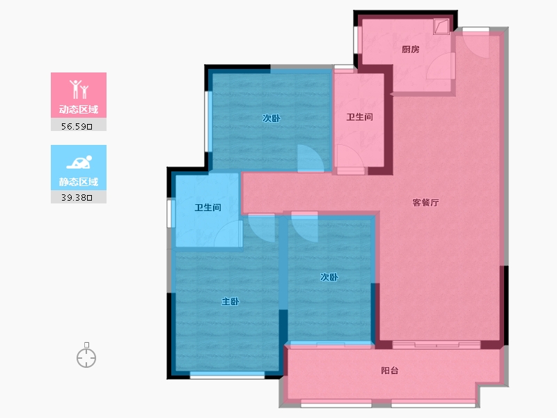 广西壮族自治区-崇左市-碧园文华府-105.60-户型库-动静分区